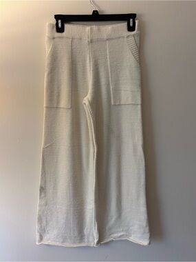 Cozy Cream Knit Wide-Leg Pants and Pajama Sweater Set